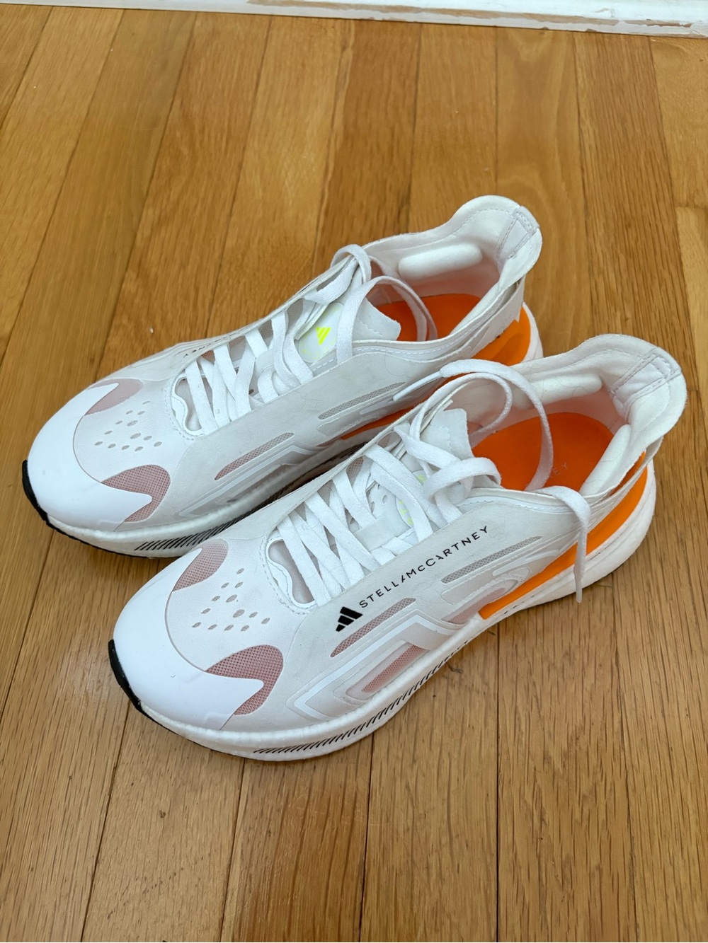 Adidas Stella McCartney White & Orange Athletic Sneakers